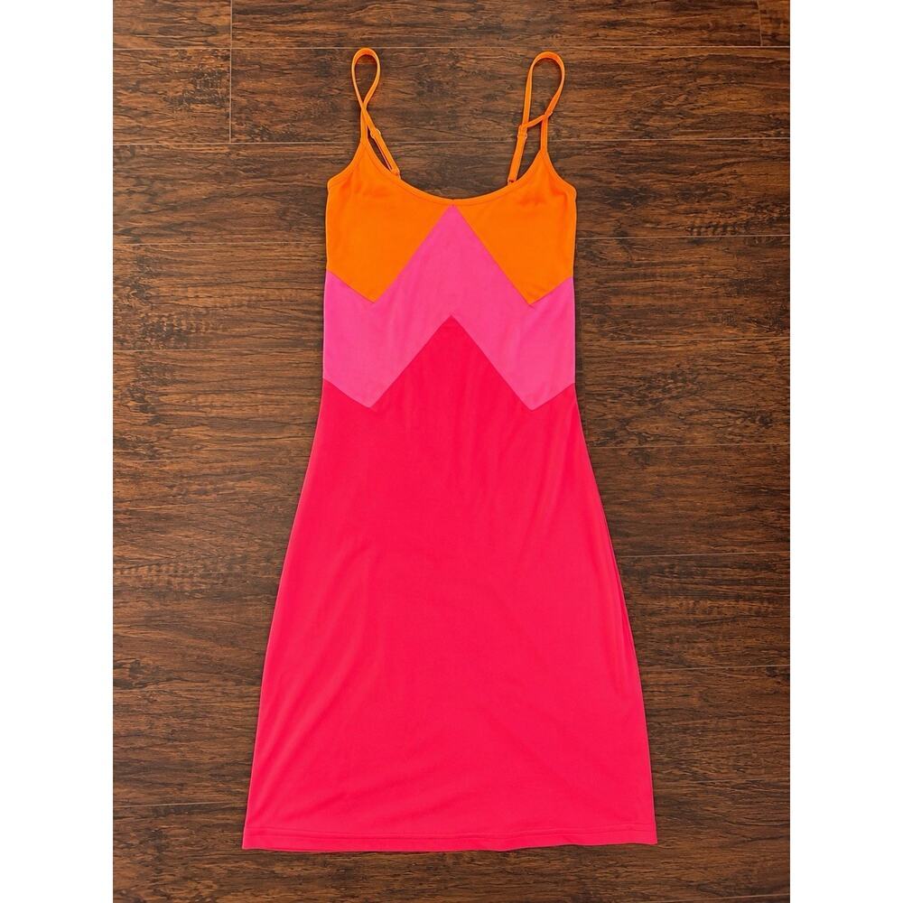 Boston Proper Colorblock Bodycon Sundress Pink Orange Sz:M